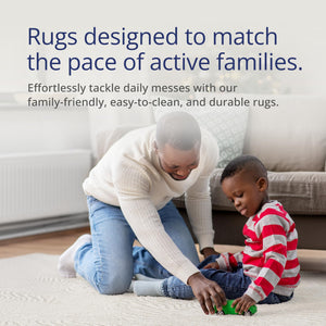 Cream Geometric Area Rug – Wavy Border Pattern