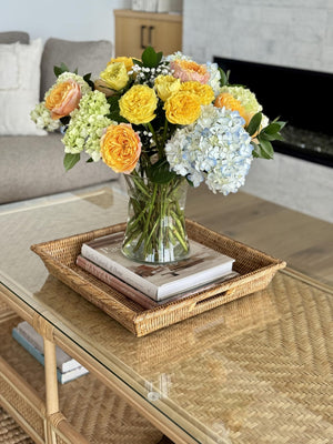 Rattan Square Serving Tray with Handles