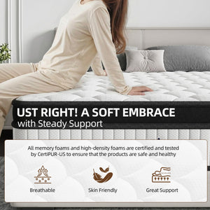 12-Inch Hybrid Queen Mattress – Medium Firm, 7-Zone Support