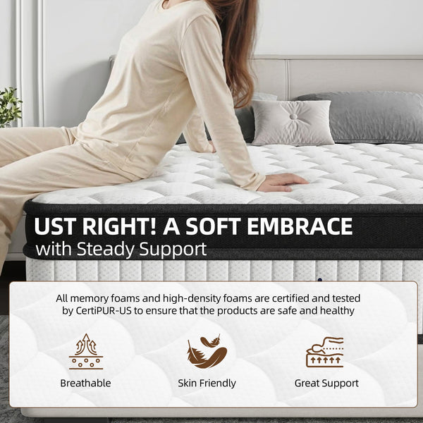 12-Inch Hybrid Queen Mattress – Medium Firm, 7-Zone Support