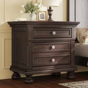 3-Piece Solid Wood Bedroom Set – Bed Frame & 2 Nightstands