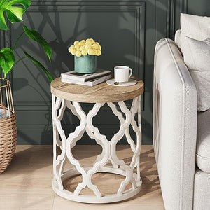 Farmhouse Side Table with 2-Tier Storage