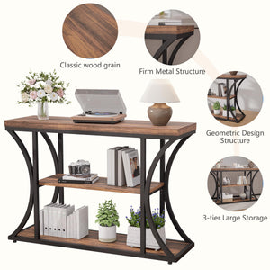 Narrow Console Table 39.4" with 3-Tier Storage Shelves