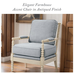 Bobbin Accent Armchair | Open-Back Spindle | Upholstered Seat