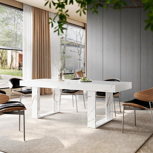 Extendable Faux Marble Dining Table for 6–10