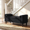 Linen Storage Ottoman Bench with Solid Wood Legs