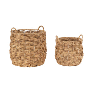 Round Woven Storage Basket Set of 2 – Natural Water Hyacinth