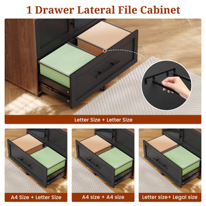 63" L-Shaped Executive Desk with File Cabinet & Power Outlets