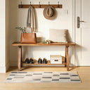 Rustic Solid Wood Entryway Bench with Storage Shelves
