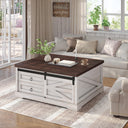 Lift Top Coffee Table with Storage, 39.4" Square, Farmhouse Style