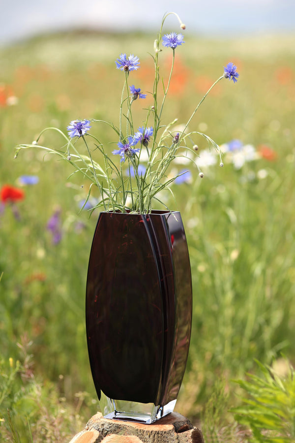 Amethyst Glass Vase — 10.25" Oblong Decorative Vase