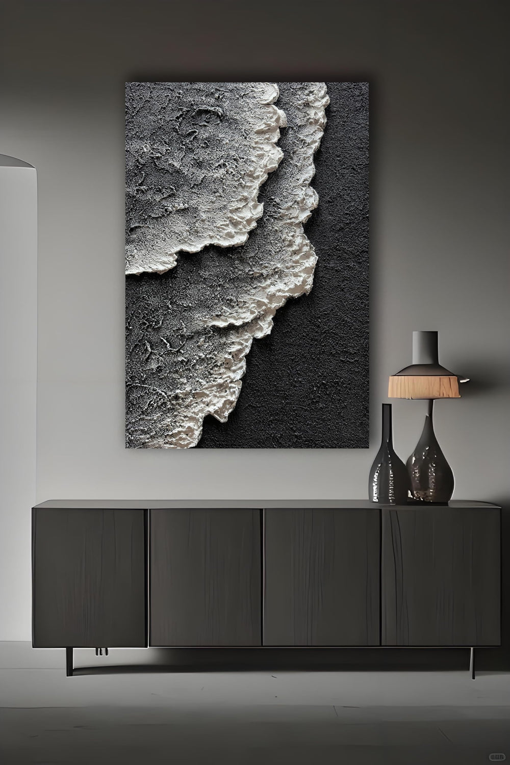 24x36" Hand-Painted 3D Texture Abstract Sea Wave Oil Painting – Modern Minimalist Canvas Wall Art