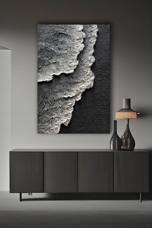 24x36" Hand-Painted 3D Texture Abstract Sea Wave Oil Painting – Modern Minimalist Canvas Wall Art