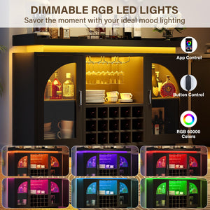 Bar Cabinet with LED Light & Power Outlet