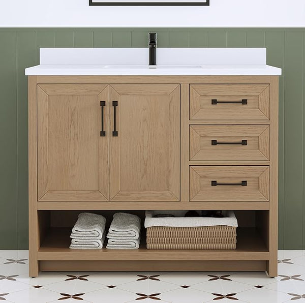 55" Double Bathroom Vanity with Ceramic Sinks