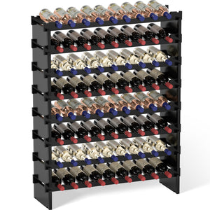 8-Tier Bamboo Wine Rack Freestanding Floor – 72 Bottle Holder