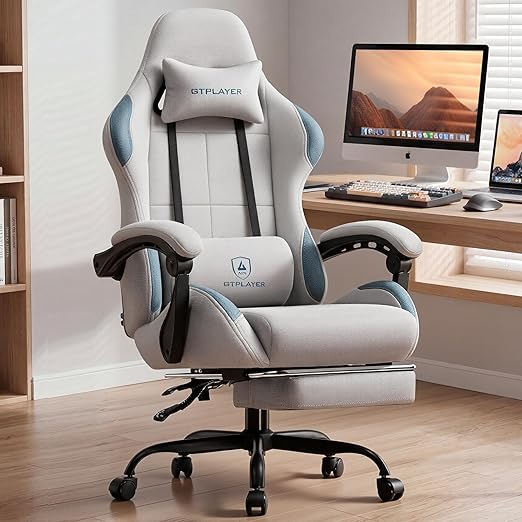 Fabric Gaming Chair with Pocket Spring Cushion