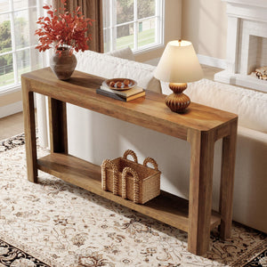 63-Inch 2-Tier Farmhouse Console Table