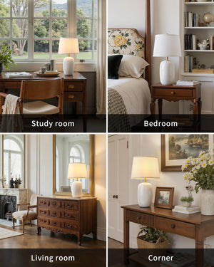 22-Inch Ceramic Table Lamps Set of 2 with Fabric Shade