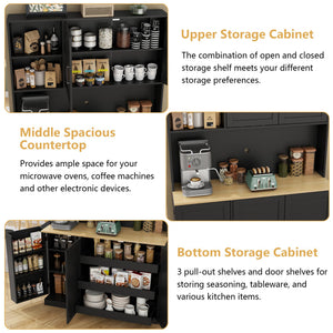 Kitchen Pantry Storage Cabinet with Microwave Stand