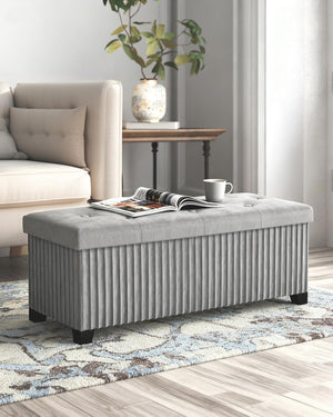 Foldable Velvet Storage Ottoman Bench