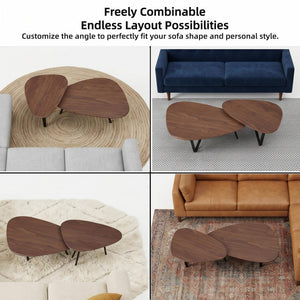 Nesting Coffee Table Set of 2 – Mid-Century Modern with Solid Wood Legs