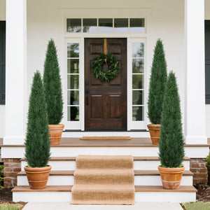 Artificial Cedar Topiary Trees 2 Pack – UV Resistant Indoor Outdoor Faux Cypress Shrubs