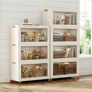 648Qt Extra Large Collapsible Storage Bins with Lids, Wheels & Doors – 6 Pack