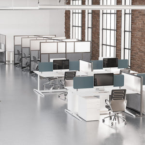 Modular Office Partition Wall with Frosted Acrylic & Sound-Absorbent Panels