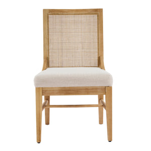 Farmhouse Dining Chairs Set of 2 with Cane Backrest and Upholstered Seat