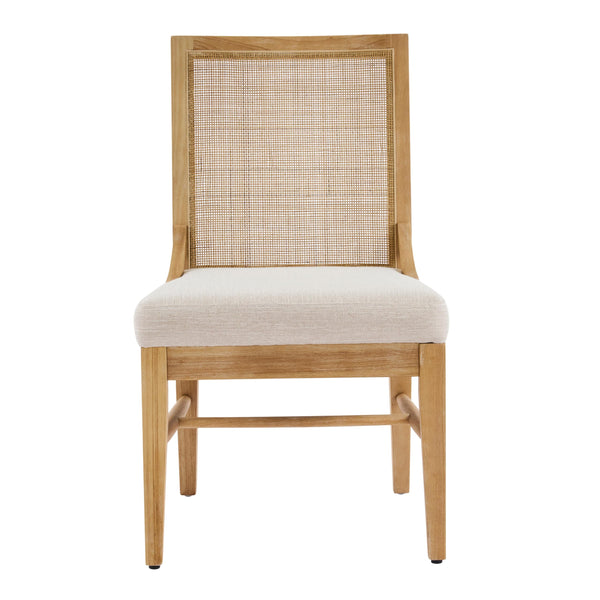 Farmhouse Dining Chairs Set of 2 with Cane Backrest and Upholstered Seat