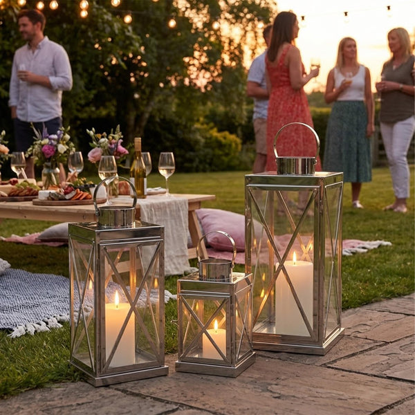 Stainless Steel Candle Lantern Set of 3 – Indoor & Outdoor Decor