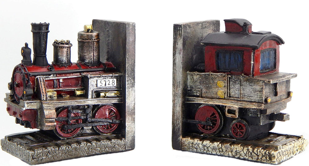 Decorative Train Bookends Vintage Steam Locomotive Engine