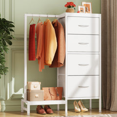 Tall Dresser with Hanging Rack & 4 Drawers