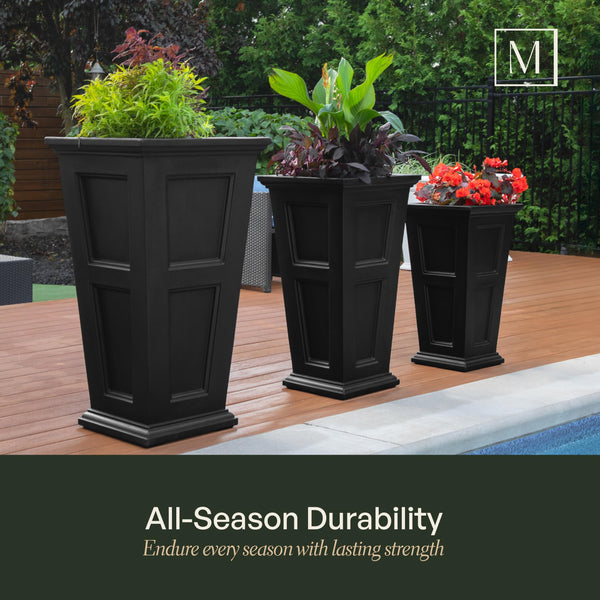 Tall Self-Watering Planter — 34" Polyethylene, UV & Weather Resistant, Indoor & Outdoor