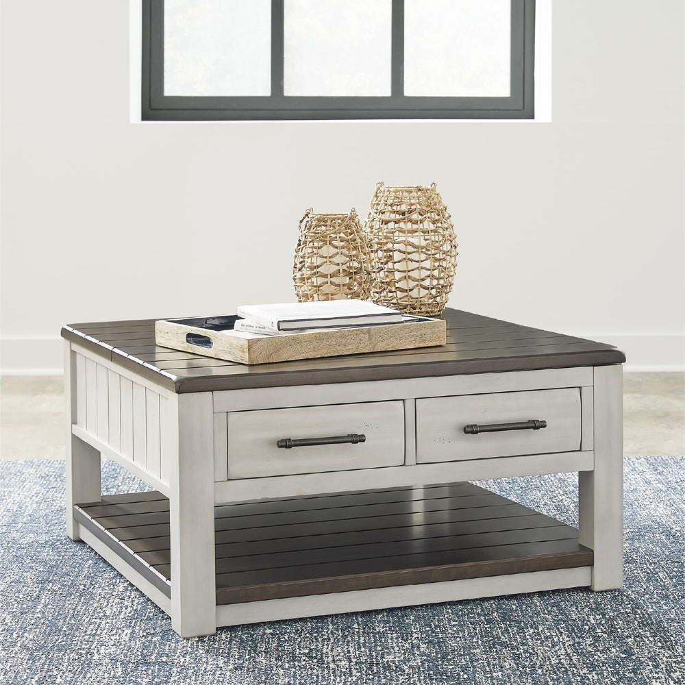 Farmhouse Lift-Top Coffee Table with Drawers & Casters