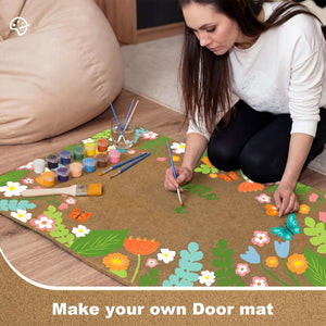 DIY Blank Coir Doormat Painting Kit with Acrylic Paint & Brushes