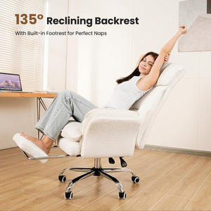 Big and Tall Office Chair with Flip Armrests, Footrest & Reclining Wide Seat