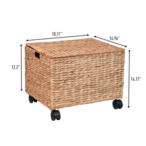 Hyacinth Rolling Filing Basket with Lid & Lockable Wheels