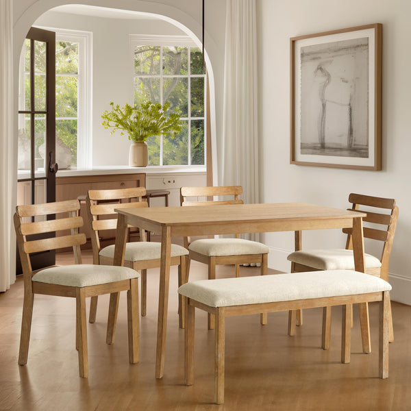 Farmhouse Dining Table Set with Chairs and Bench