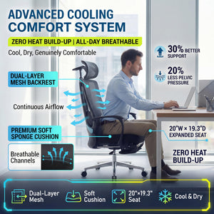 Ergonomic Office Chair with Footrest & Lumbar Massager