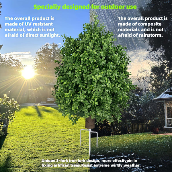Boxwood Topiary Ball Tree – UV Resistant Artificial Outdoor Shrub