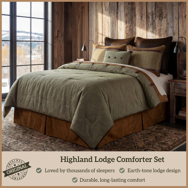 Rustic Lodge Comforter Set – 5-Piece Cabin Bedding with Bed Skirt, Shams & Accent Pillow