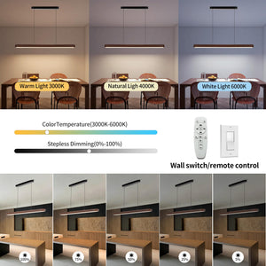 47" Wood Grain Linear Pendant Light