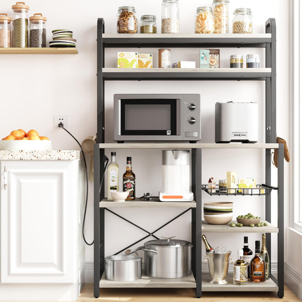 5-Tier Baker's Rack with Power Outlets & Wire Basket
