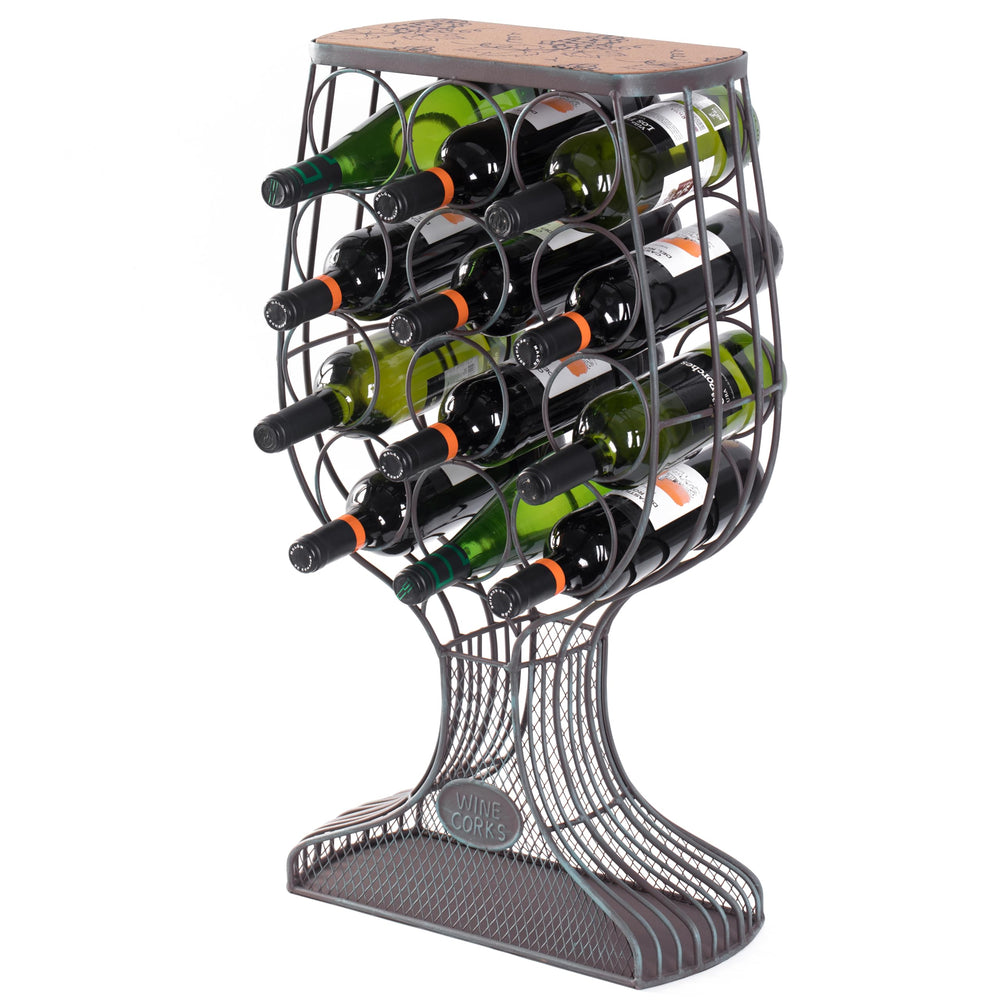 Floor Standing Wine Rack with Cork Holder