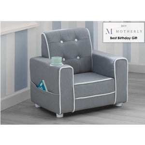 Kids Upholstered Chair with Cup Holder and Storage Pockets