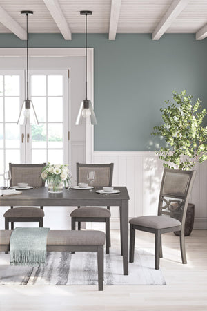 6-Piece Transitional Dining Table Set with Bench
