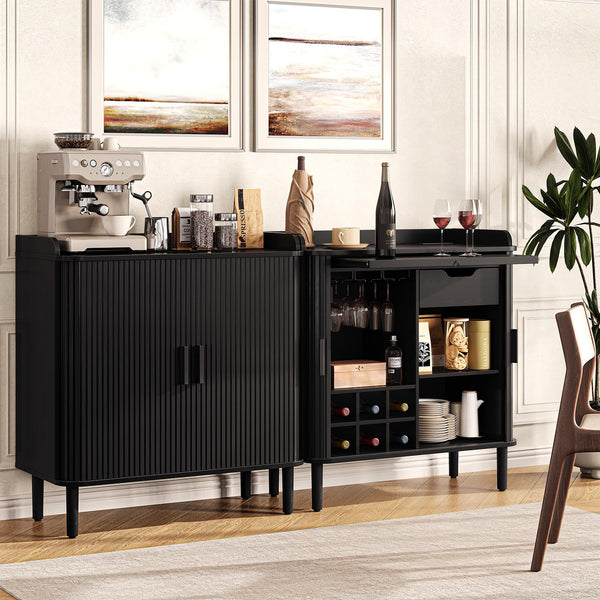 Mid-Century Modern Bar Cabinet with Charging Station