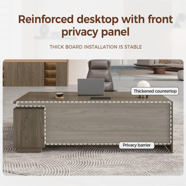 63" L-Shaped Executive Desk with Reversible Return